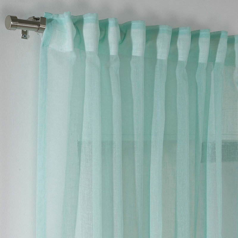 Sheer Single Curtain Panel, Teal Green, 260" W x 400" L