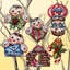 Ensemble de 6 ornements décoratifs à pinces en bois giggle et cadeaux par J. Mills-Price