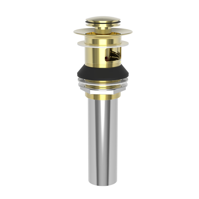 Push Pop-Up Bathroom Sink Drain with Overflow Holes, Forever Brass (PVD), Included