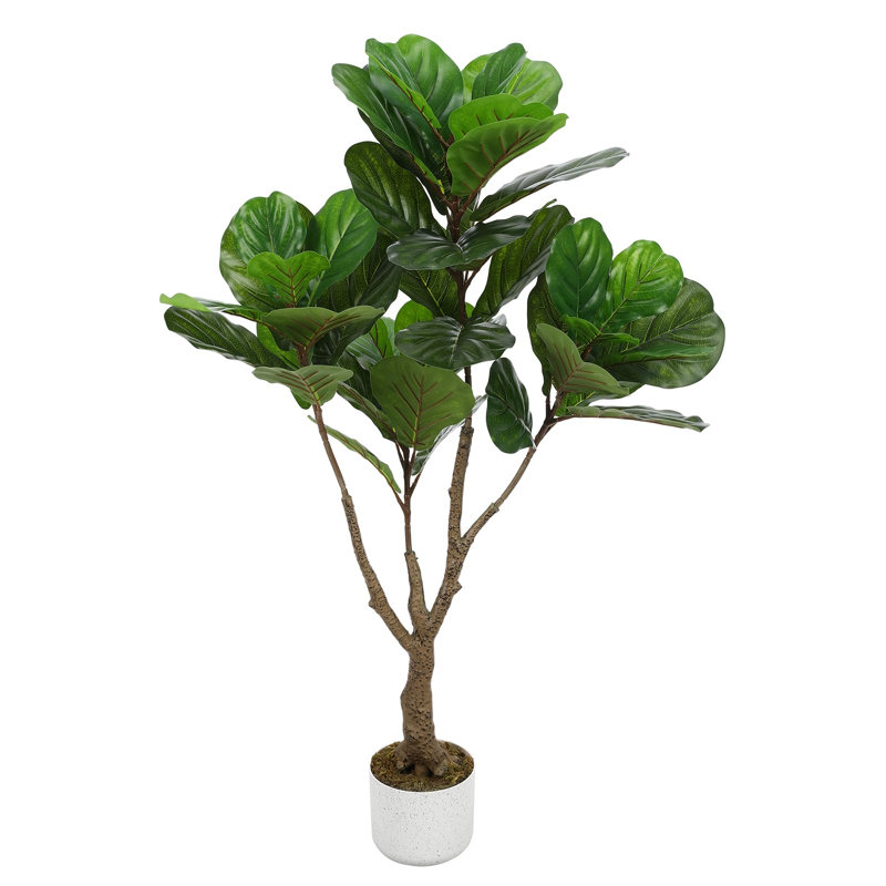 Figuier artificiel 45 po en pot noir, plante de plancher en pot pour le salon, la chambre à coucher, le bureau et le vestibule