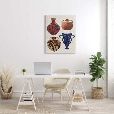 «Antique Pottery Arrangement», art sur toile tendu surdimensionné à motifs abstraits divers par Daphne Polselli