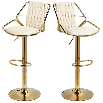 Bengiman Swivel Upholstered Adjustable Height Counter Stool with Metal Frame