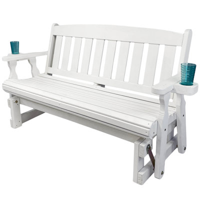 Amish Casual Heavy Duty 800 lbs Mission Treated Porch Glider Bench, With Cupholders (4 Foot)