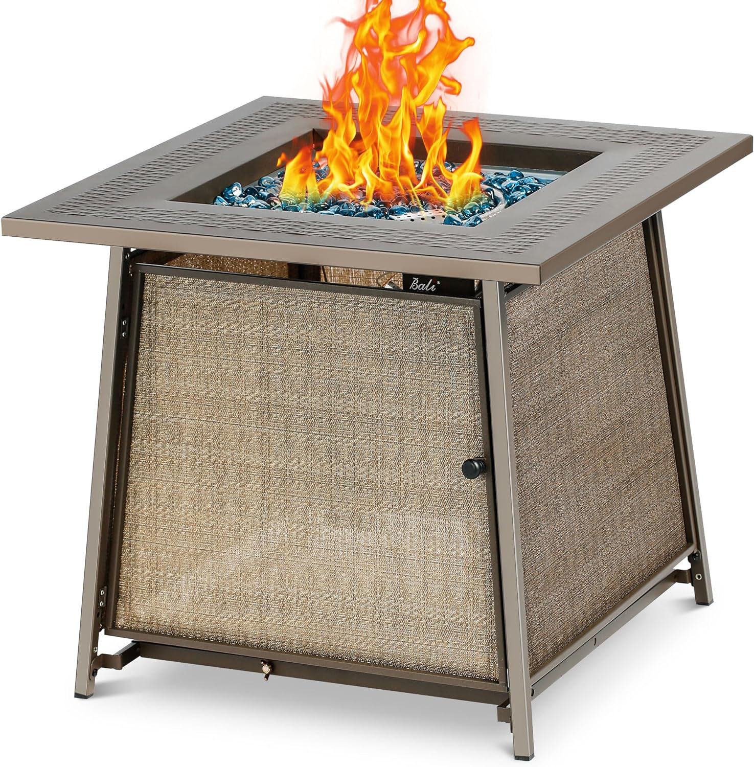 Foyer Au Propane Carré De 71,1 Cm, Foyer à Gaz D'extérieur 50 000 BTU Avec Plateau En Acier, Couvercle Amovible, Pierres De Lave Pour Patio, Jardin, Extérieur, Terrasse, Cour