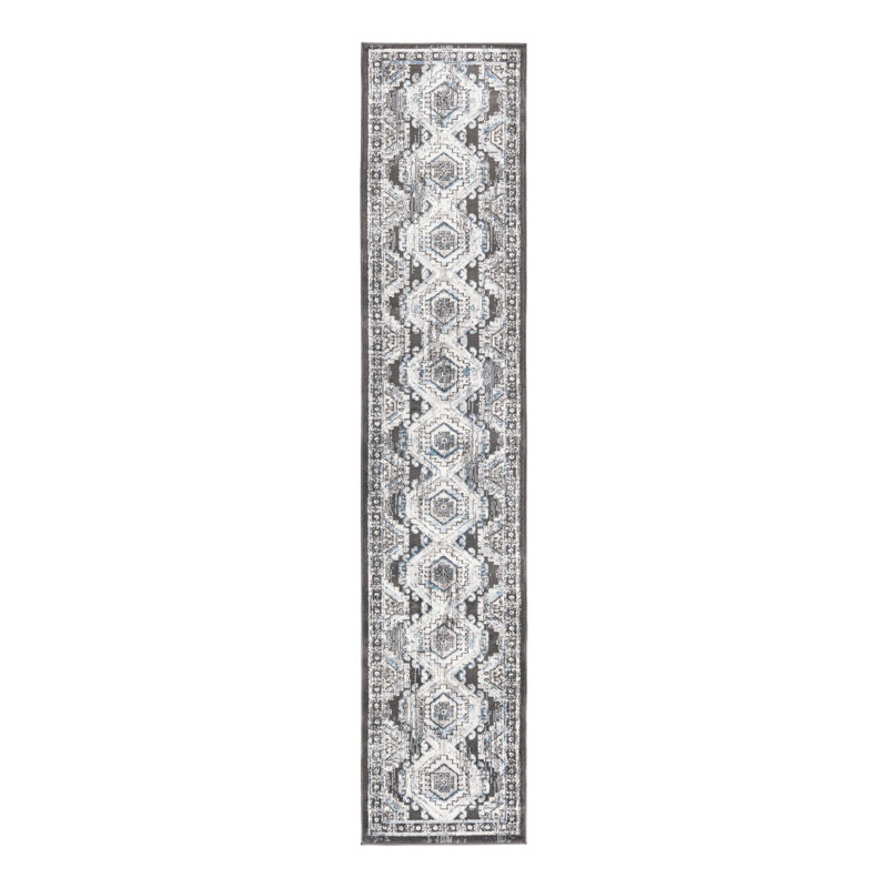 Tapis oriental gris Shanil, Tapis de couloir 2 pi x 6 pi 1 po