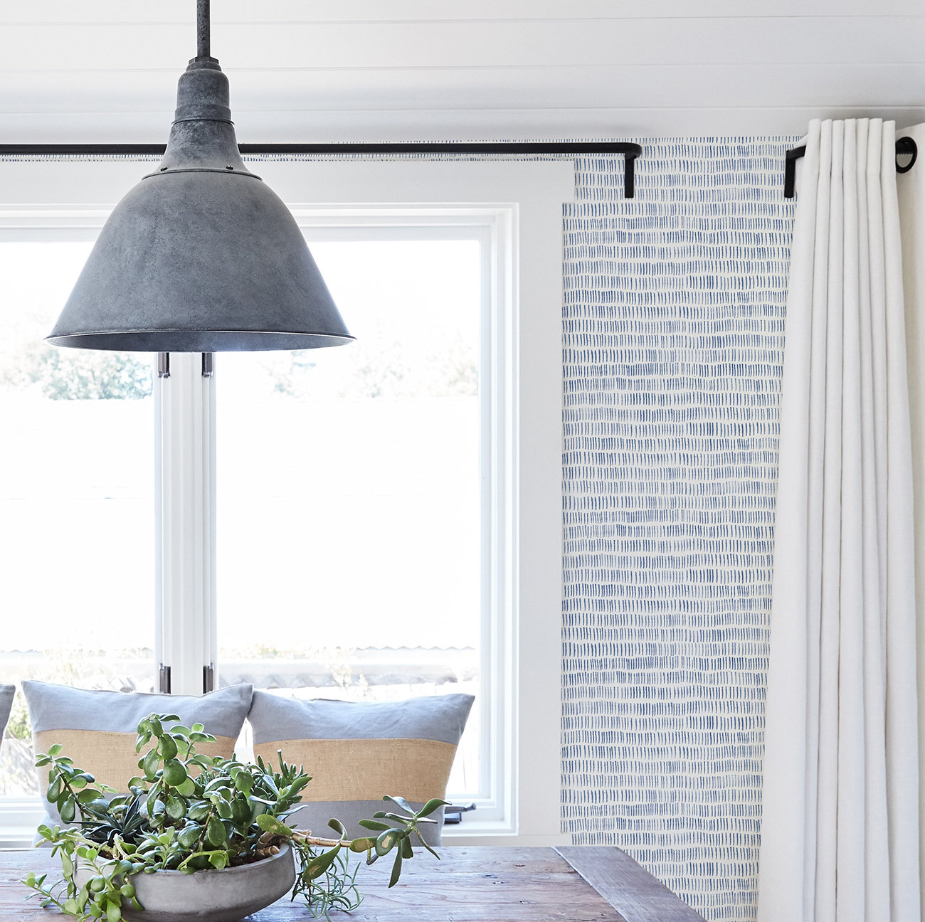 Baylor Modern Striped Wallpaper, Navy 