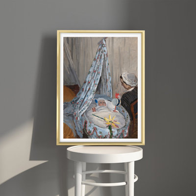 Classic Baby Painting, Framed Art Print of a Cradle for Nursery