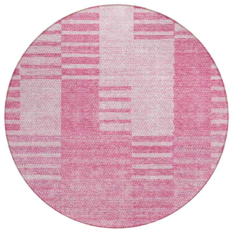Tapis intérieur lavable rayé rose et rosé 8 pi