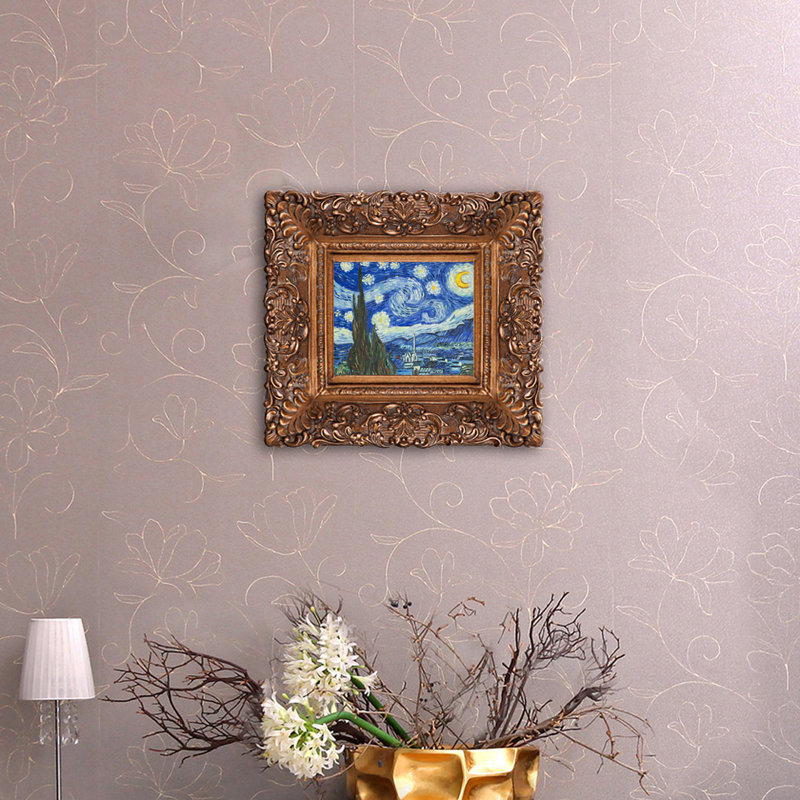 Peinture sur toile, "starry night" par vincent van gogh-picture, H 16,75 po x l 18,75 po x P 2 po, Bourgeon or
