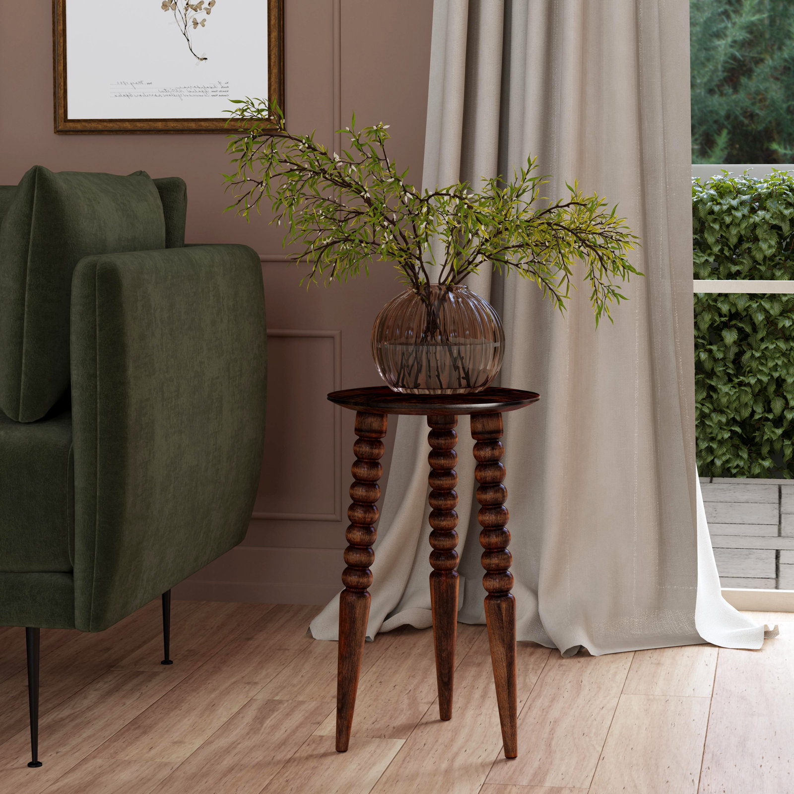 Lessing 14" Mango End Table, Walnut Brown