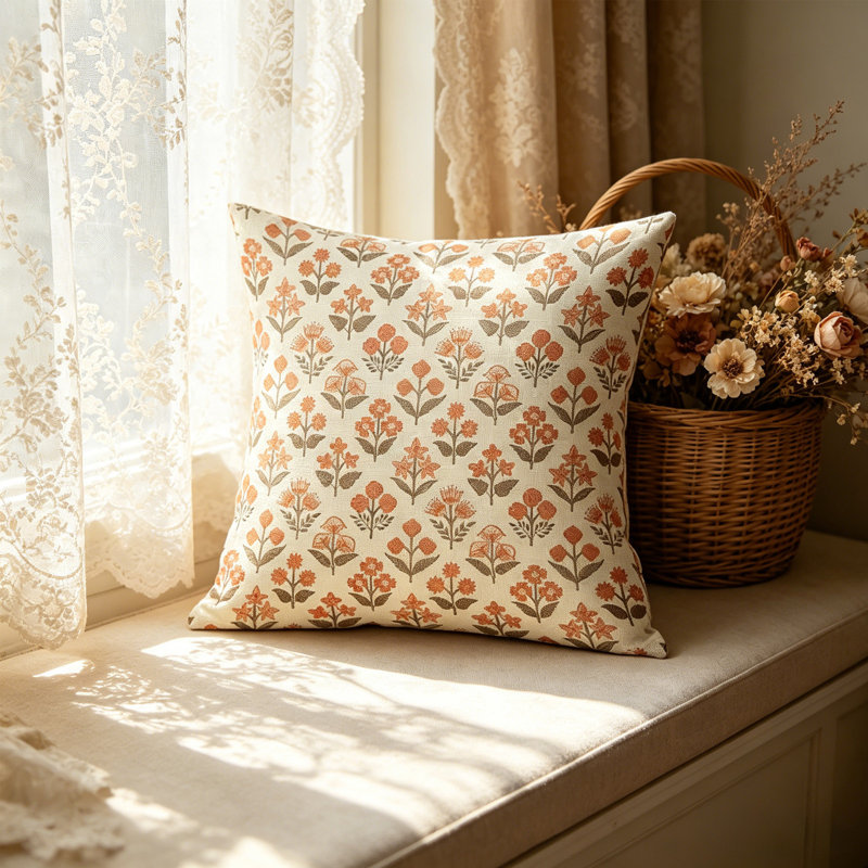 Housse de coussin à imprimé floral et housse de coussin carré à 3 couleurs pour canapé-lit