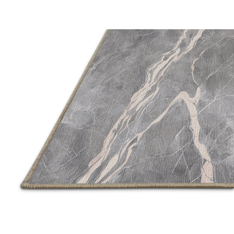 Machine Washable Beige Area Rug, Rectangle 3' x 5'