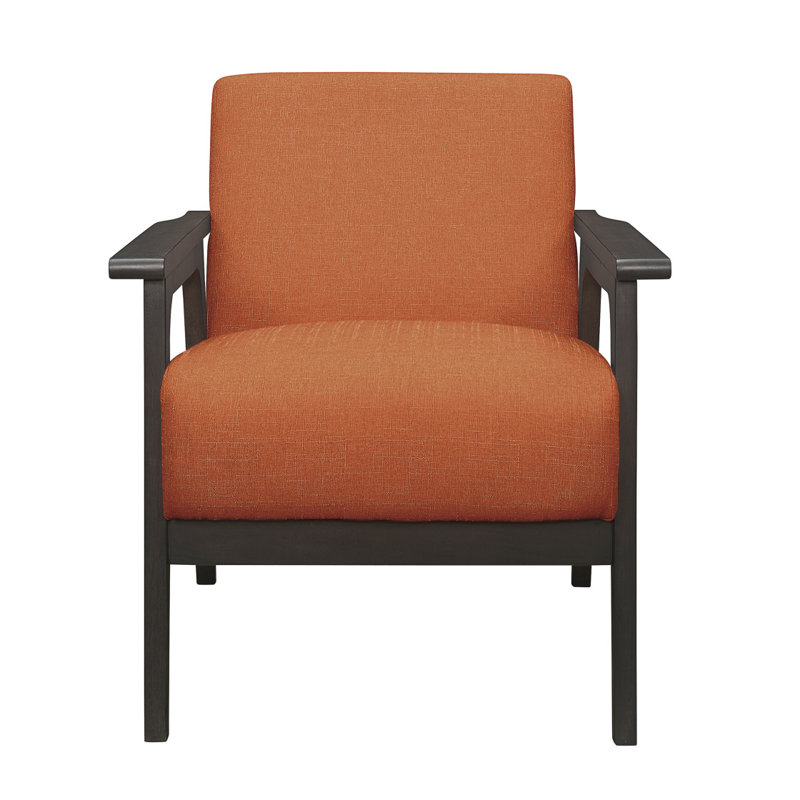 Fauteuil d'appoint en tissu et bois d'hévéa massif, Orange