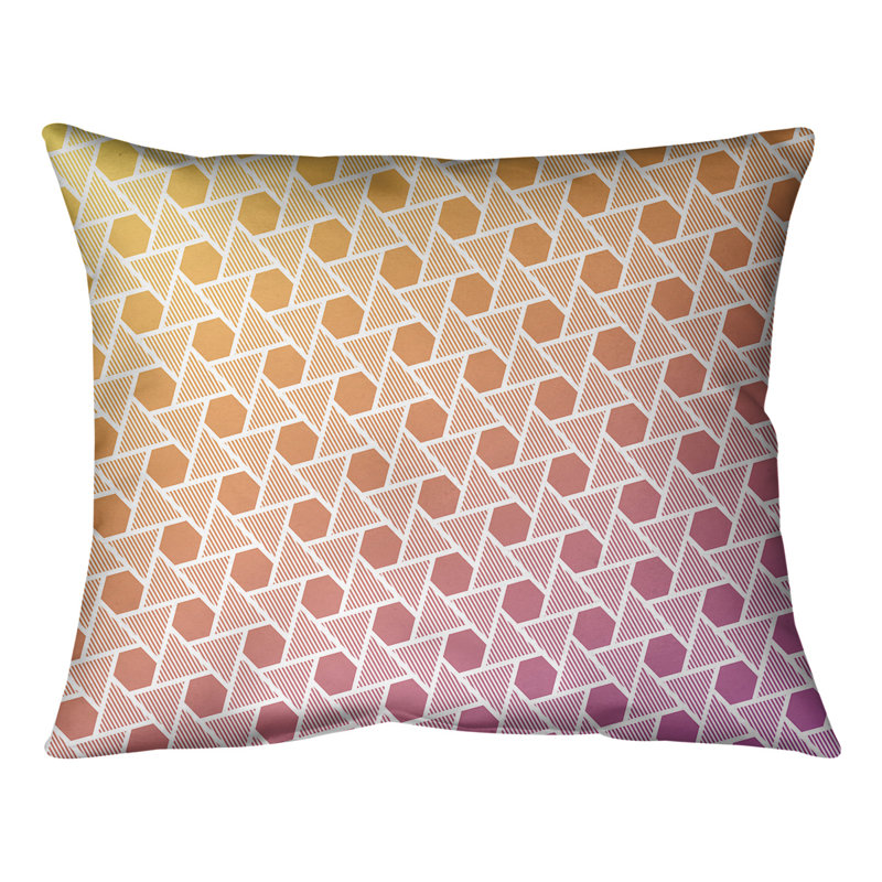 Coussin Hexagons and Triangles, 10 po x 14 po, Duvet synthétique, Jaune / Mauve