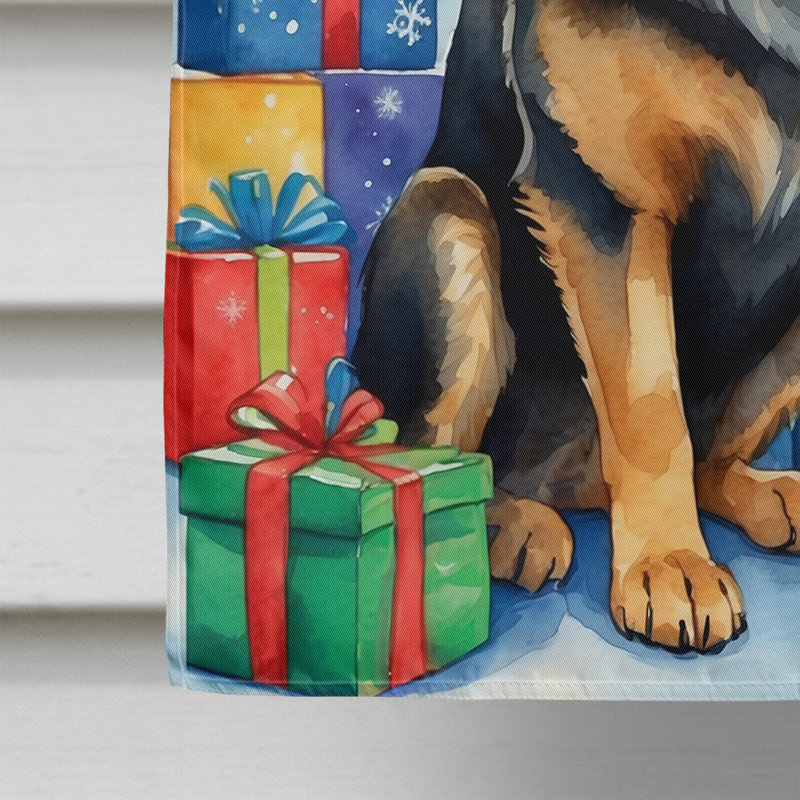 Drapeau de Noël maison de renne, Berger allemand
