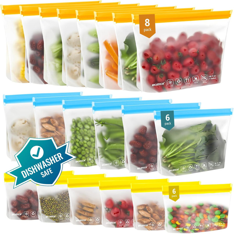 20Pack Reusable Bags Dishwasher Safe