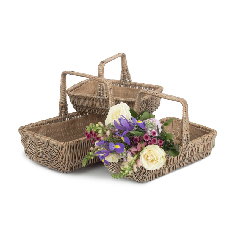 3 Piece Wicker Garden Trug Basket Set