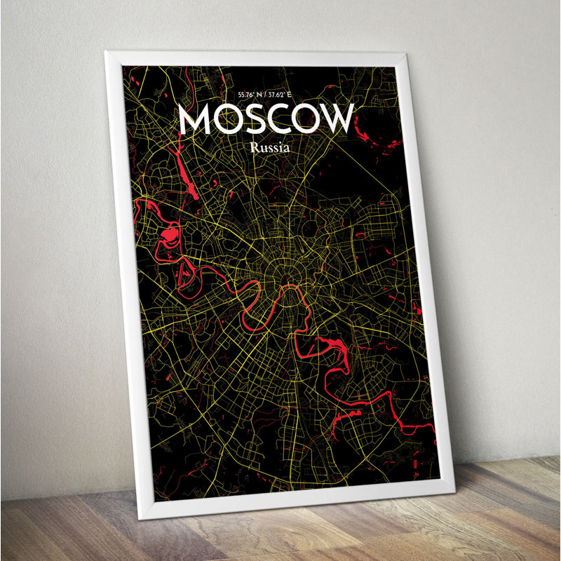 Moscow City Map - No Frame Print, 91.4 cm H x 61 cm W x 0.1 cm D