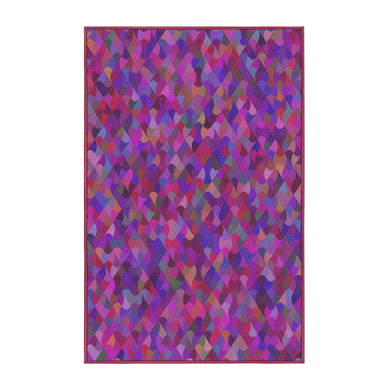 Tapis rouge/rose tissé à la machine, Rectangle 2 pi x 4 pi