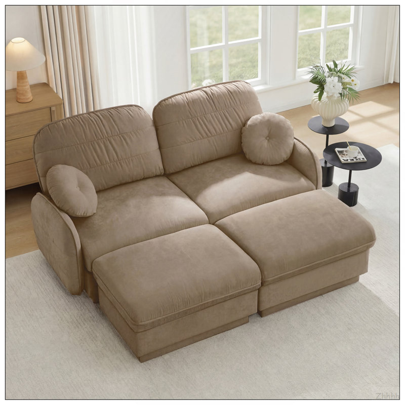 Canapé en forme de U en chenille Cloud, canapé à assise profonde avec repose-pieds mobiles, coussins ronds et coussins de dossier matelassés exquis, pieds de cadre encastrés, assemblage facile, convient au salon, café léger
