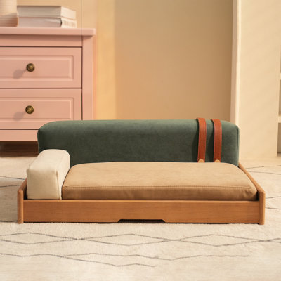 Iria Modern Cat & Small Dog Sofa Bed with Removable Cushion & Toy, Scratch-Resistant Pet Furniture for Living Room, Wood