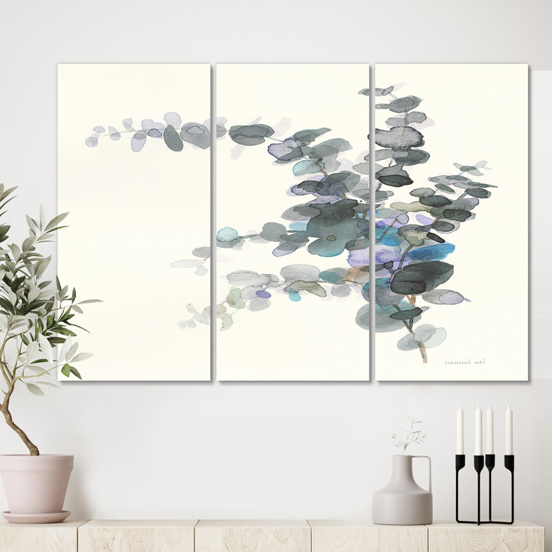 « gris aquarelle fleur iii », peinture sur toile tendue, reproduction d’image multi-pièces, H 32 po x l 48 po x P 1 po