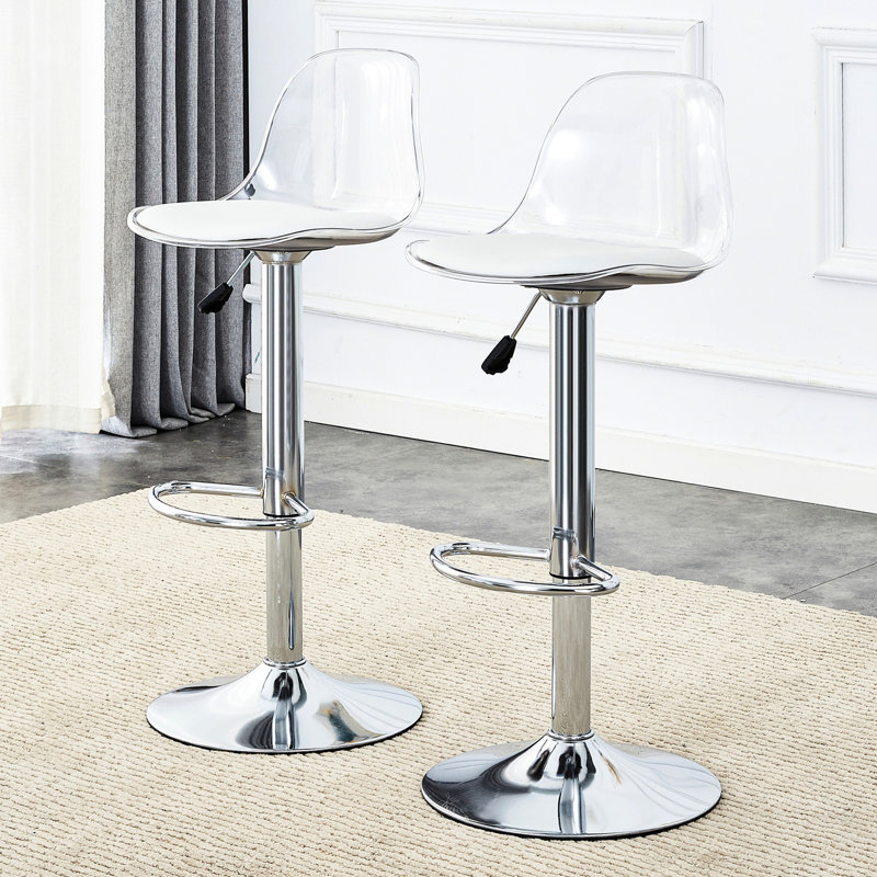 Tabourets de bar blancs (de 2) - Siège d'unité centrale de levage rotatif à 360 °, réglable pour animaux de compagnie, minimaliste moderne pour les bars, sièges 2 pièces faciles à assembler,