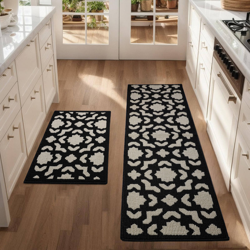 Kitchen Mats 2 - Piece Non Slip,Absorbent Dirt-Resistant Machine Washable Rug for Laundry,Entry, Rectangle 43.2cm x 149.9cm