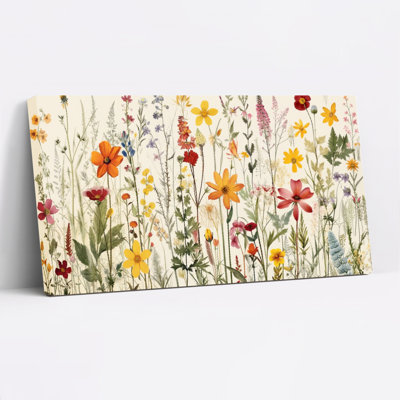 Motif de fleurs sauvages florales, reproduction d'art sur toile tendue sur toile, ensemble de 1