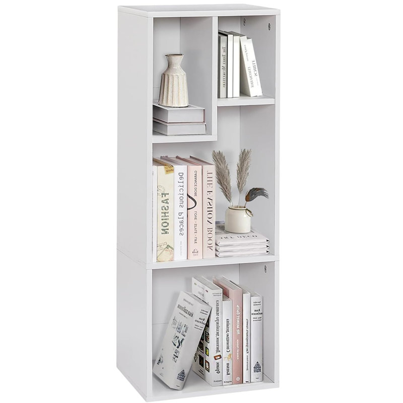 Petite armoire de rangement blanche à 4 cubes avec étagères ouvertes (ensemble de 2), Blanc