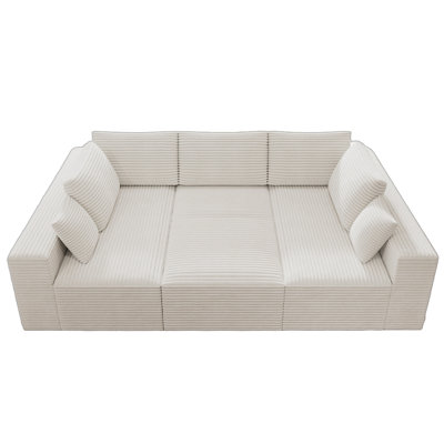 Koli 98" Modular Chaise Lounge, Lounge Couch for Livingroom Bedroom, Corduroy Fabric, No Assembly Required by Mercer41