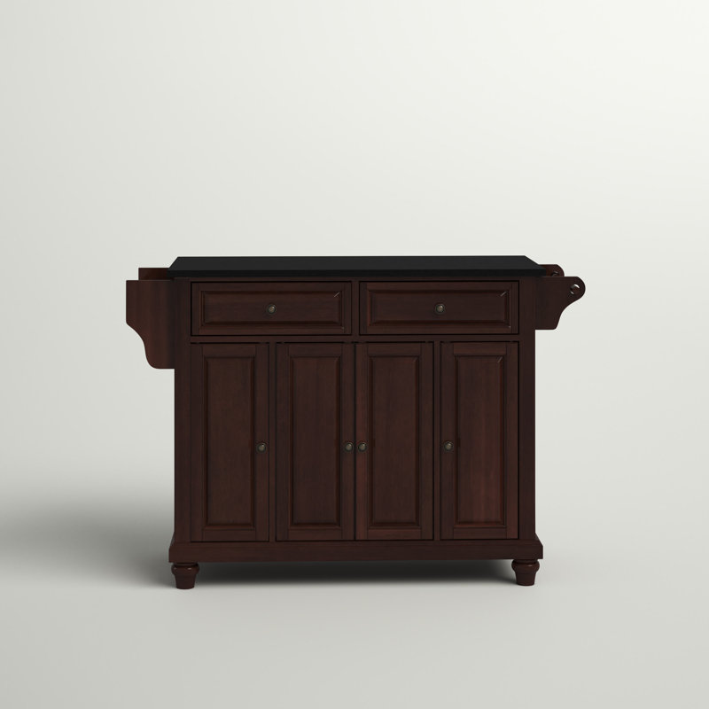 Van Granite Top Kitchen Cart, Vintage Mahogany, Black Granite