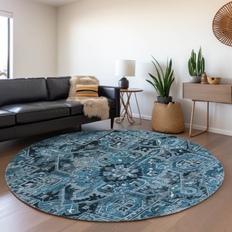 Premium Machine Washable Cerrito AMF570 Blue Rug