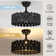 Katia 17.7" Modern Black Ceiling Fan With Light, Reverse 6 Speeds Dimmable and Remote Included
