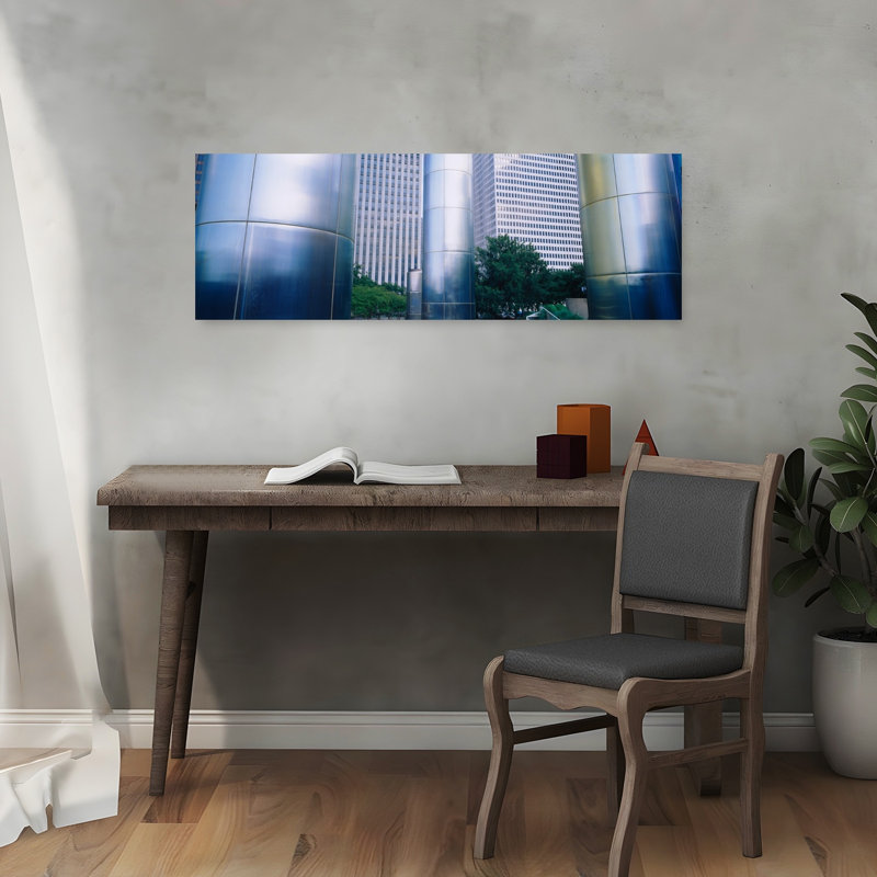 Columns of a building Downtown District Houston Texas USA 1 Piece Wrapped Canvas Panoramic Wall Art, 30.48 cm H x 91.44 cm W