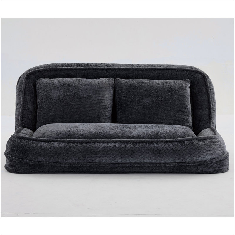 Double Human Dog Bed,Lazy Sofa ,Loveseat,Fits You & Pets,Extra Large Floor Couch,Can Sit Or Lie Down,2-In-1,5 Adjustable Position, Plump Pillow,2 Seat,Chenille,Black