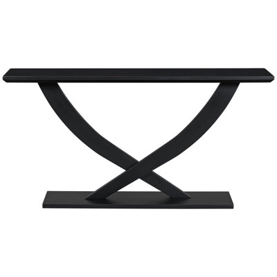 Table moderne rustique de 57 po à pieds croisés, de construction, pour console de couloir, à pieds croisés, amplement d'espace, de chalet