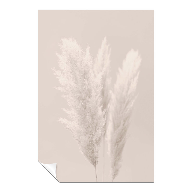 Panther Print Fine Art Prints White Pampas Grass Beige Background Artistic Unframed Poster, Pictures For Home Walls, Bedroom, Living Room & Bathroom Decor - No Frame Print