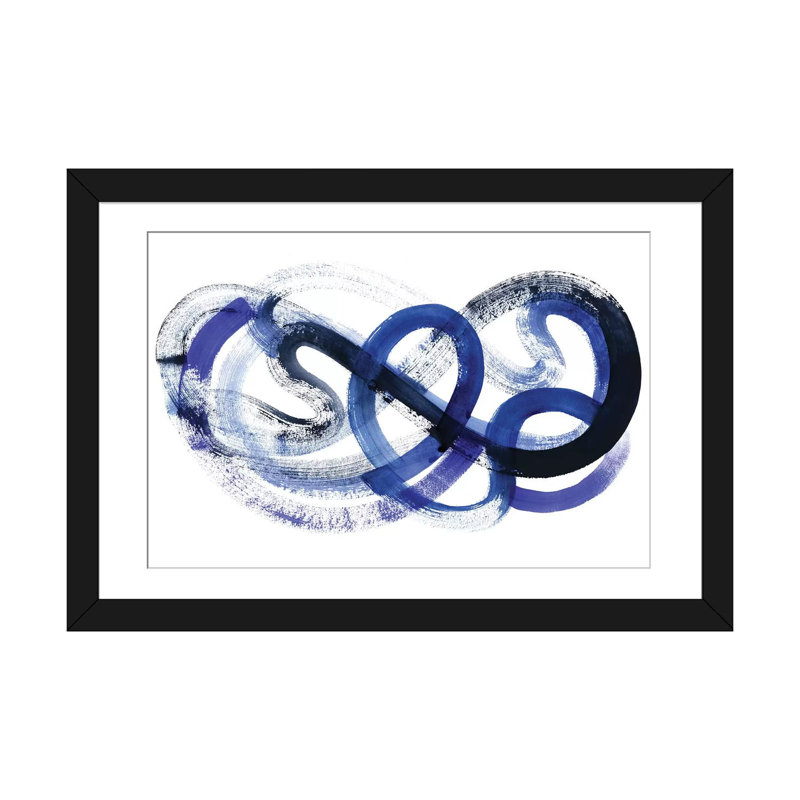 « blue kinesis ii », reproduction sur toile, H 24 po x l 32 po x P 1 po, Papier d'art encadré noir, Blanc