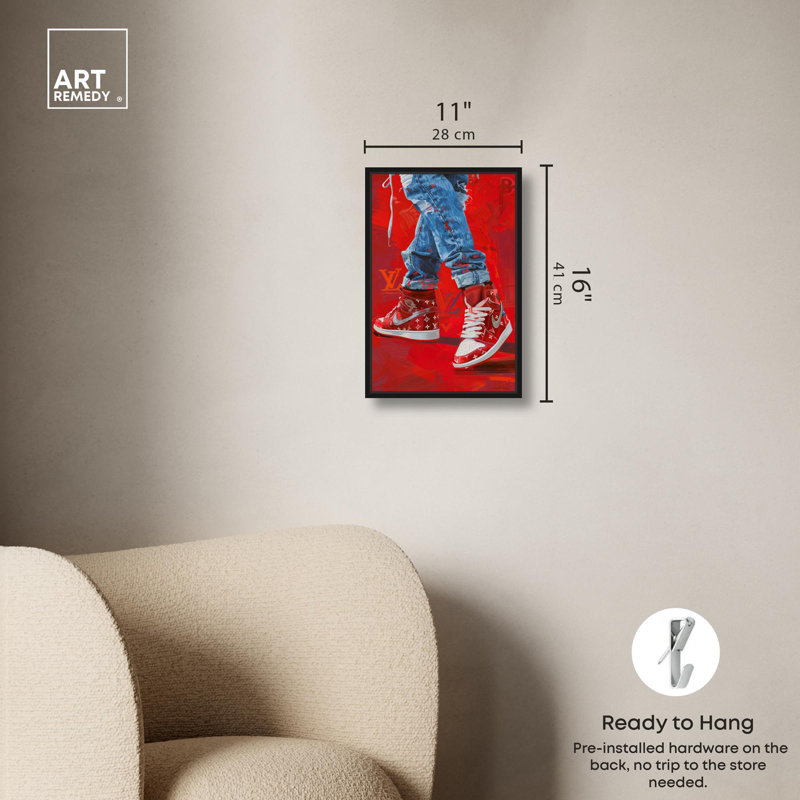Toile «Bold Red Glam» par Art Remedy, Noir, H 16 po x l 11 po, Cadre flottant