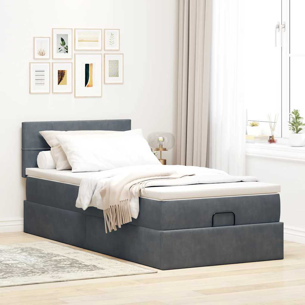 Vidaxl Ottoman-Bett Mit Matratze Schwarz 100X200 Cm Samt