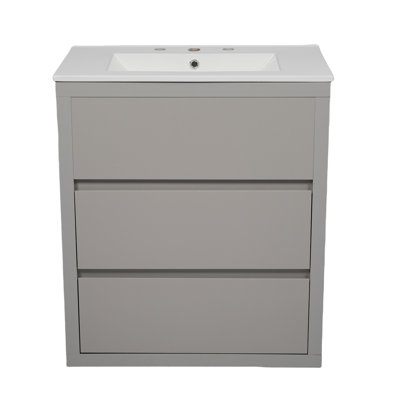 60" Double Sinks Bathroom Vanity Set, Bathroom Cabinet With Two Separate Ceramic Sinks, Full-Extension Drawers & Soft Close Undermount Drawer Slides