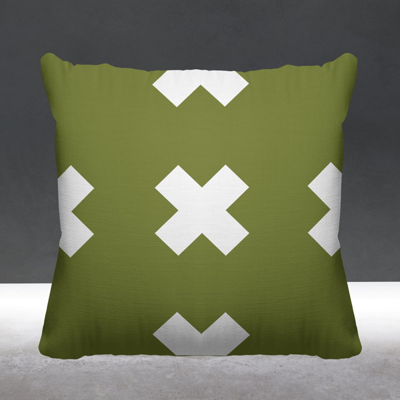 Coussin intérieur / extérieur Luella, 19 po x 19 po, Vert olive, Carré