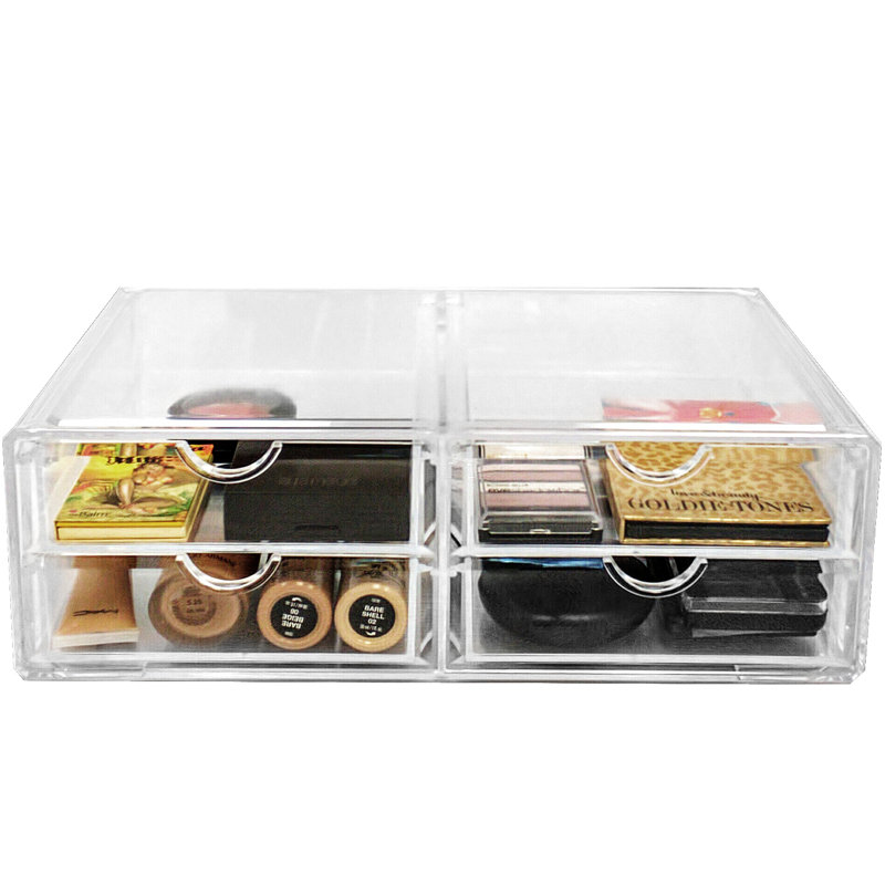4-Drawer Cosmetic Acrylic Organizer, Stackable, Large in Clear