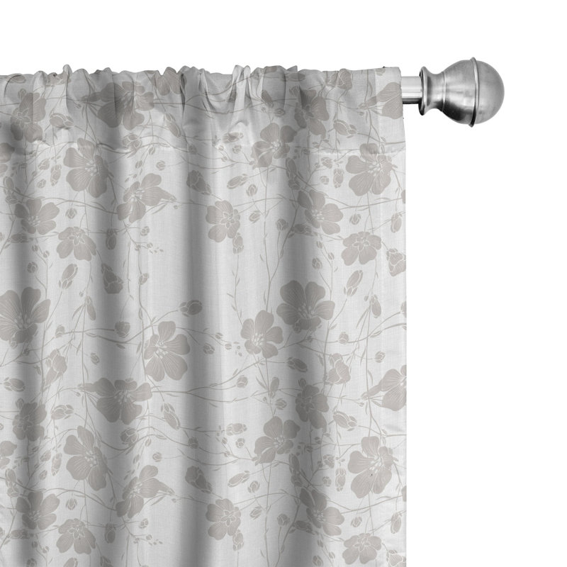 Natural Beauty Flower Semi-Sheer Rod Pocket Curtain Panels, 28" x 63"