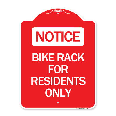 Signmission Designer Series Sign - Bike Rack For Residents Only/24307