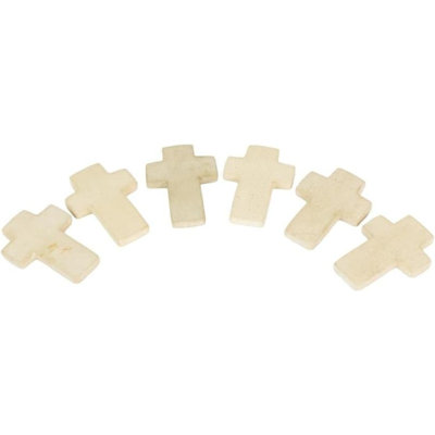  Ensemble de 6 pièces décoratives en pierre blanche H 0,75 po