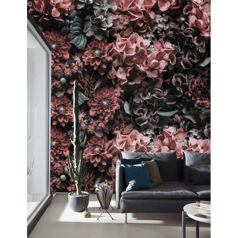Murale hortensia floral Kathryn, L 112 po x L 75 po