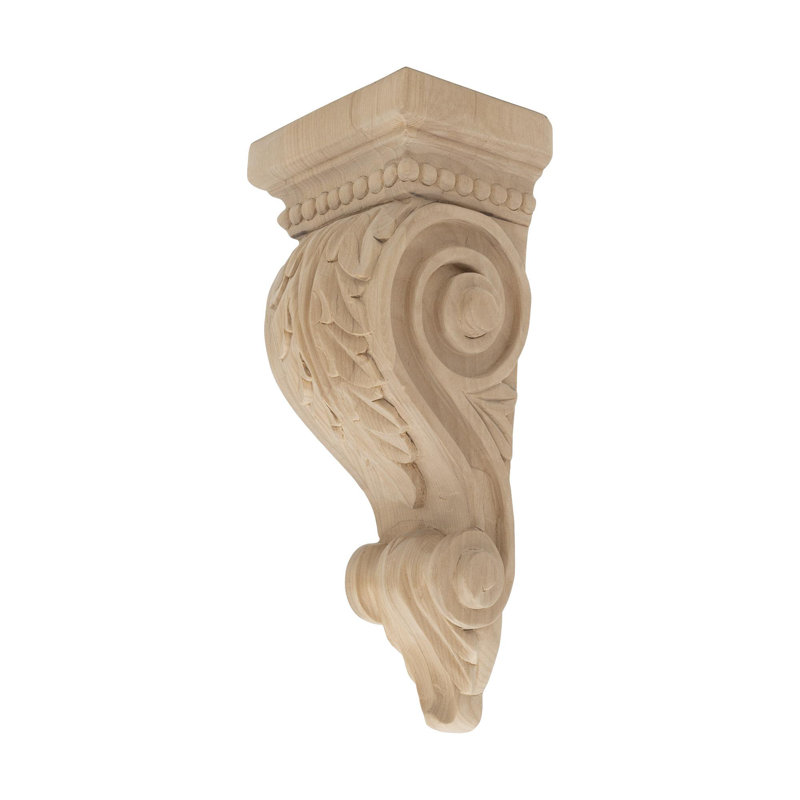 Petit corbeau en bois d'acanthe massif 10 po x 4-1 / 2 po x 3-1 / 4, Aulne