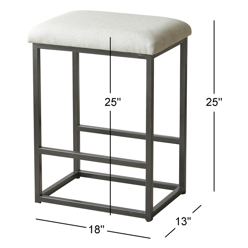 Upholstered Counter Stool with Metal Frame
